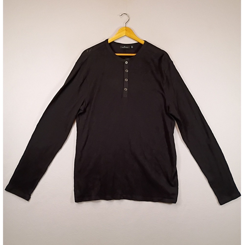 Casual Classic Marc Anthony Mens XL Black Cotton Long Sleeve Henley Shirt